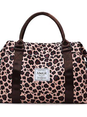 Travel Duffle Bag Weekender Overnight Gym Bag for Women, Leopard Print